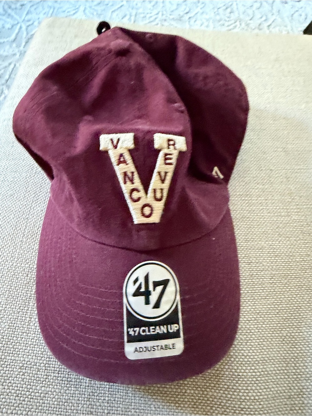 47 Brand Adjustable Maroon Baseball Cap with V Logo